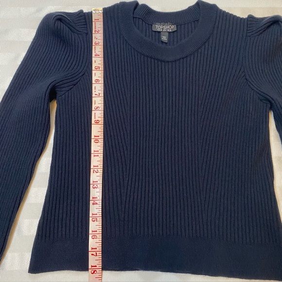 TOPSHOP Women’s Dark Navy Ribbed Long Sleeve Sweater Sz 6 - Picture 2 of 12